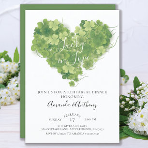 Invitation Chanceux en amour Shamrock Heart Dîner de répétiti