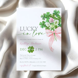Invitation Chanceux en amour Trèfle à quatre feuilles Nœud pa