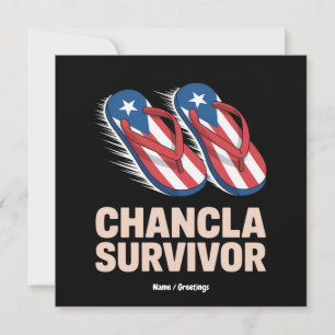 Invitation Chancla Survivor Funny Porto Rico Joke Gift