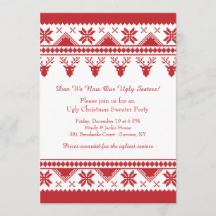 Invitation Chandail laid avec l'invitation de renne