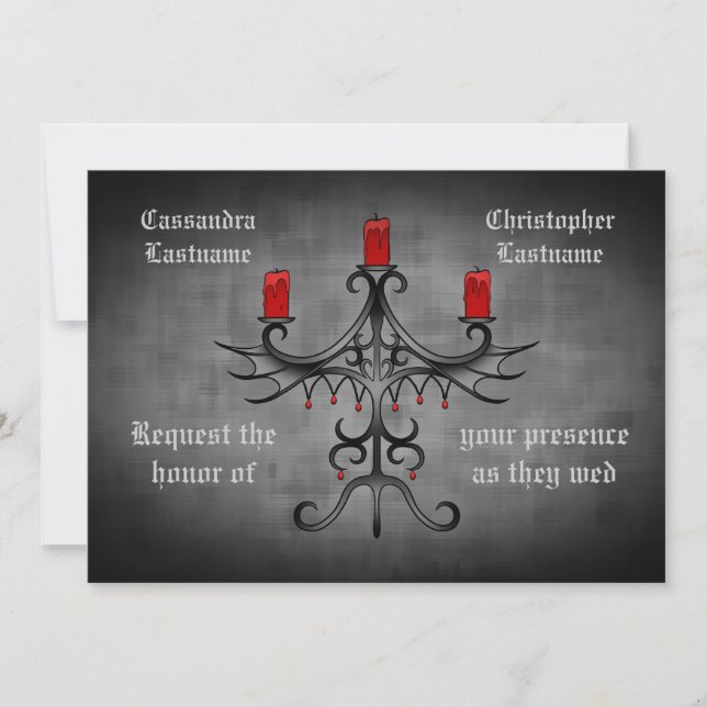 Invitation Chandelabra gothique fantaisie sur mariage éffraya (Devant)