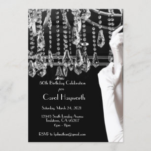 Invitation Chandelier 50e anniversaire Fête Noir Blanc