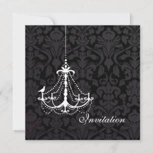 Invitation Chandelier blanc Pix Dezines avec un oiseau