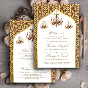 Invitation Chandelier Brown or musulman Mariage