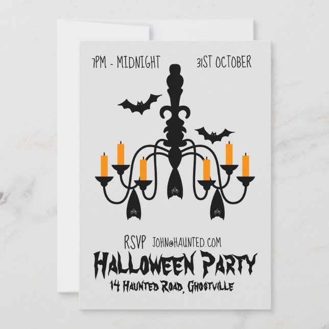 Invitation Chandelier de chauve-souris de fête d'Halloween no (Devant)