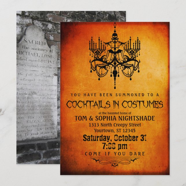 Invitation Chandelier d'Halloween | Photo personnalisée (Devant / Derrière)