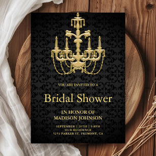 Invitation Chandelier Doré Vintage pour Mariage