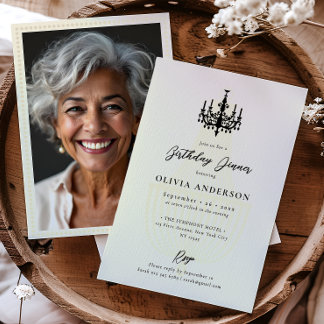 Invitation Chandelier Élégant & Célébration d'anniversaire en