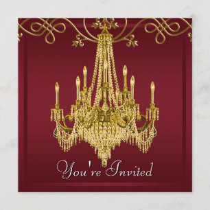 Invitation Chandelier en Or de Vin Rouge de Bourgogne pour Fê