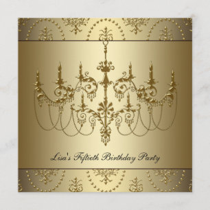 Invitation Chandelier en or féminin 50e anniversaire