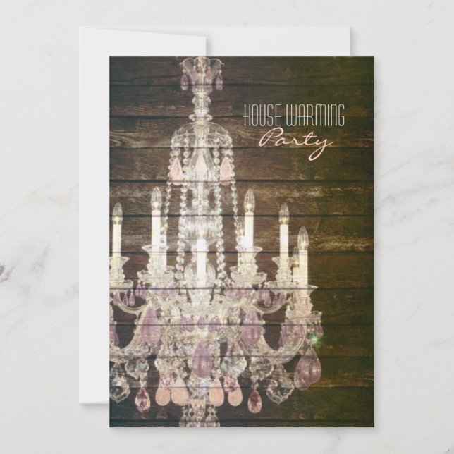 Invitation Chandelier français pourpre Russe Barn Wood (Devant)