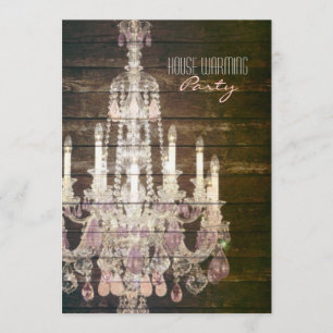 Invitation Chandelier français pourpre Russe Barn Wood