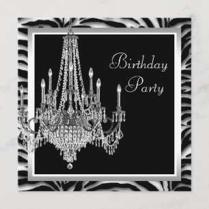 Invitation Chandelier noir blanc Zebra Anniversaire