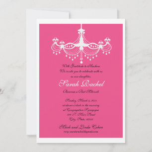 Invitation Chandelier rose Chaud