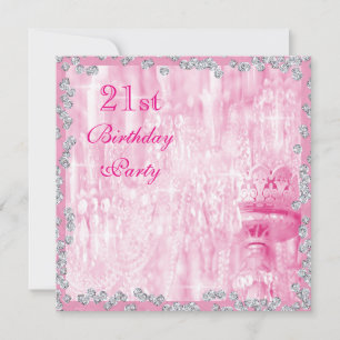 Invitation Chandelier Rose & Diamants 21e Anniversaire