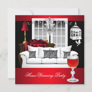 Invitation Chandelier Rouge Blanc Noir pour la Crémation de M
