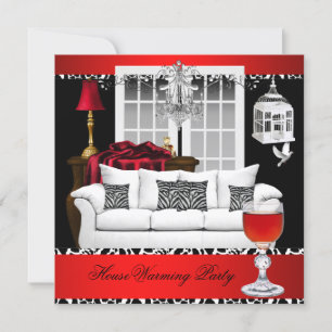Invitation Chandelier Rouge Blanc Noir pour la Crémation de M