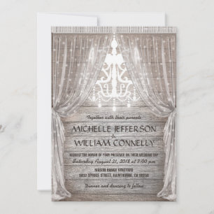 Invitation Chandelier Rustique Décor Mariage à la Grange
