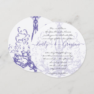 Invitation Chandelier Vintage  Lilac Mariage