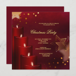 Invitation Chandelles et étoiles classiques Noël