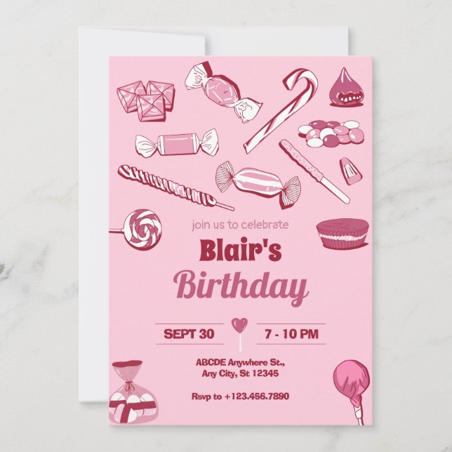 Invitation Chandelles roses doux (Devant)