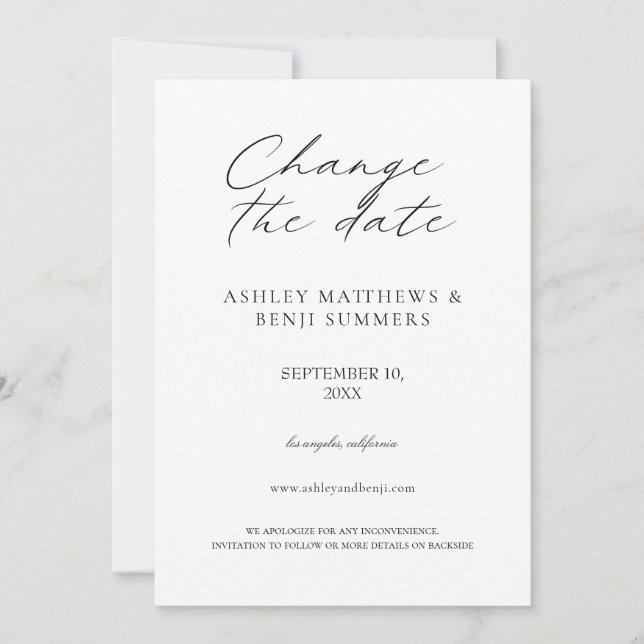 Invitation Changement blanc de date (Devant)