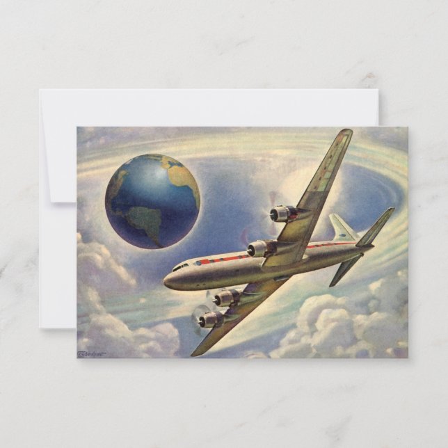 Invitation Changement d'adresse de l'avion vintage (Devant)