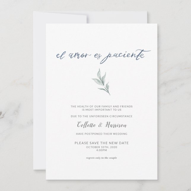 Invitation Changement de date de l'amour patient Vine Invite (Devant)