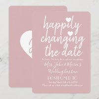 Changement de date de mariage rose tendre avec bon