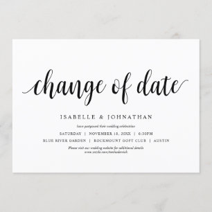 Invitation Changement de date, Mariage Changement de date