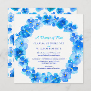 Invitation Changement de mariage de plan en mode Pansy bleu r