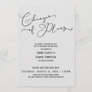 Invitation Changement de plan, Elegant Grey Date du nouveau M
