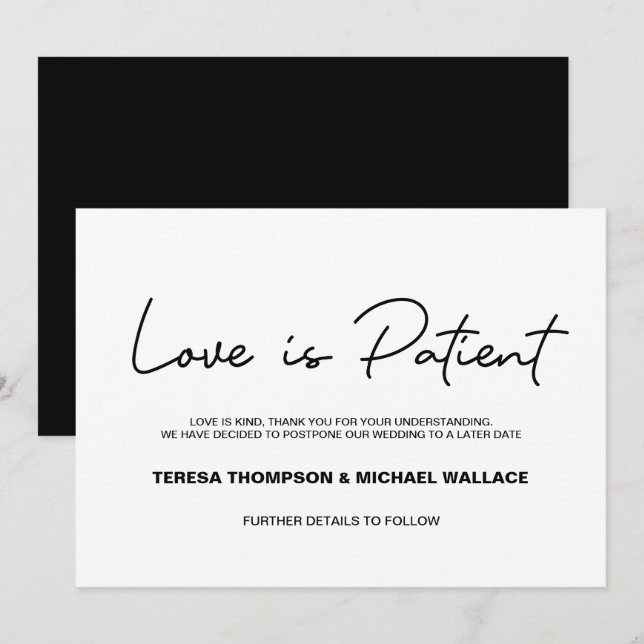 Invitation Changement de plan L'amour est le Mariage patient  (Devant / Derrière)