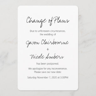 Invitation Changement de plan Replanifier le Mariage photo ou