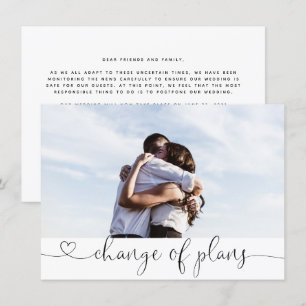 Invitation Changement de plan reporté au Mariage