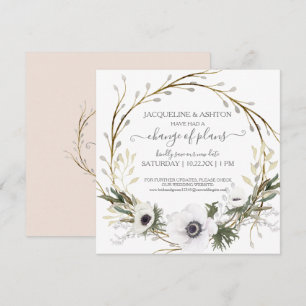 Invitation Changement de plan Script Blush Rose Floral Vert