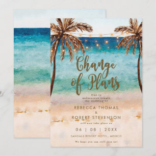 Invitation changement de plan tropical beach mariage invitati