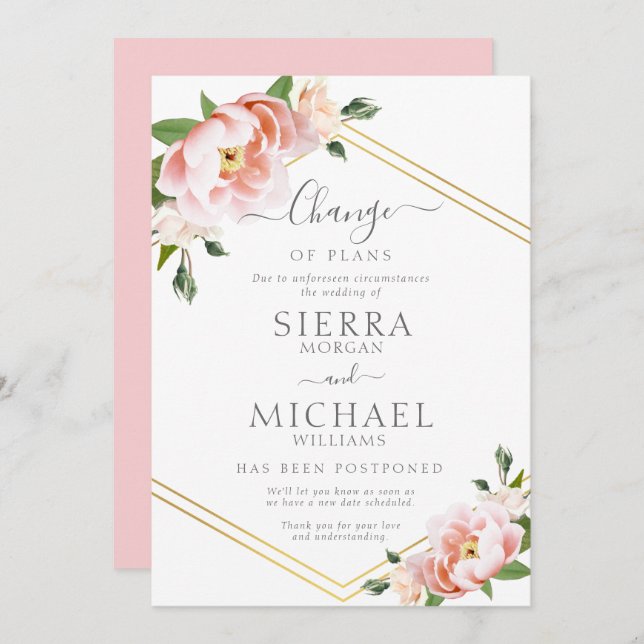 Invitation Changement de plans flou Mariage reporté (Devant / Derrière)