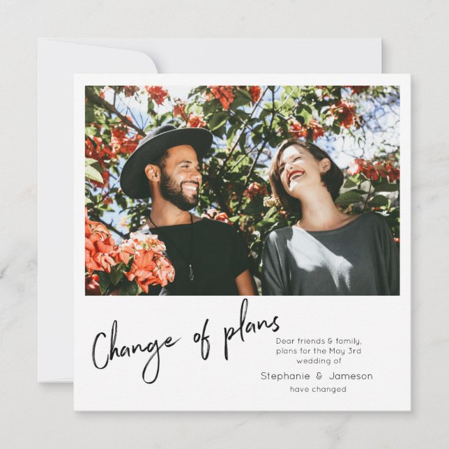 Invitation Changement de Plans Instantané Photo & Typographie (Devant)