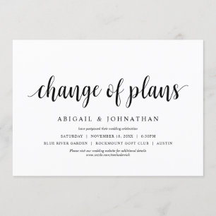 Invitation Changement de plans, Mariage Changer la date