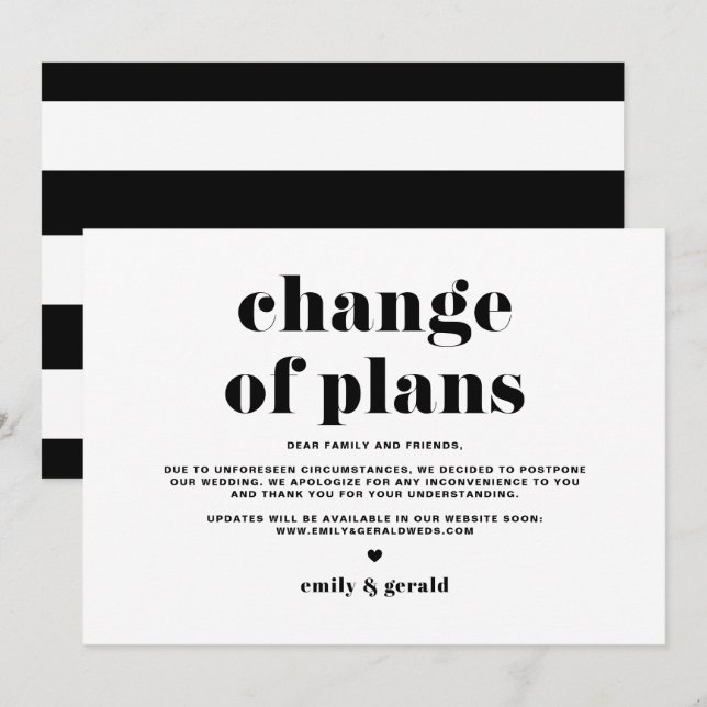 Invitation Changement de plans Retro Bold Typographie Postpon (Devant / Derrière)