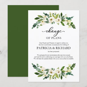 Invitation Changement de plans verdure Report de mariage