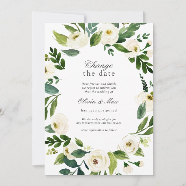 Invitation Changement de verdure Reportez la date Mariage rep (Devant)