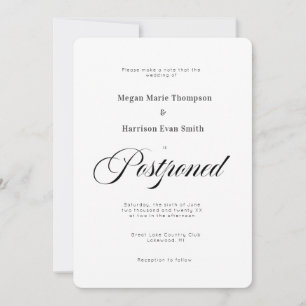Invitation Changement d'invitation de mariage élégant reporté