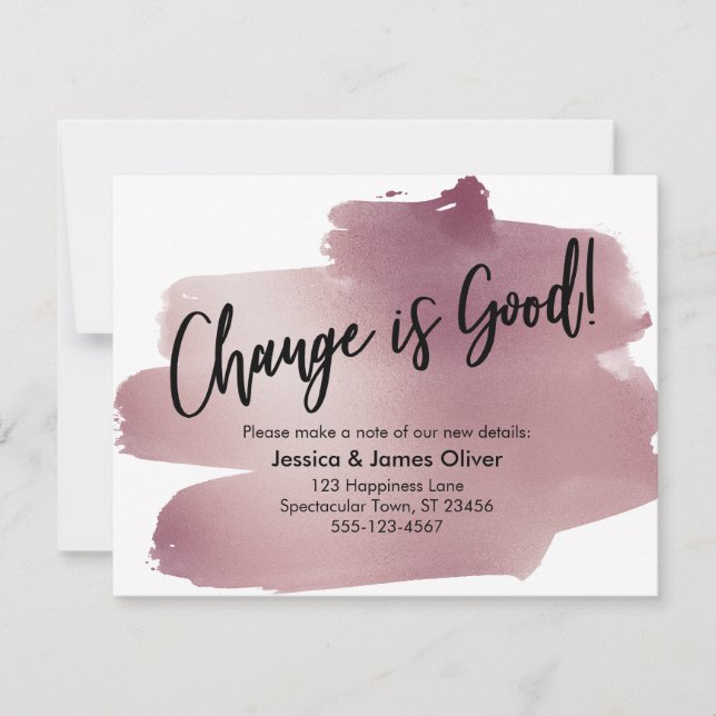 Invitation Changer est une bonne écriture Rose Gold Swash Car (Devant)