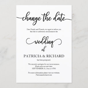 Invitation Changer la date Annonce de mariage reporté