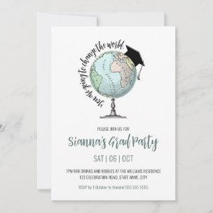 Invitation Changer le monde Simple Minimaliste Graduation Inv