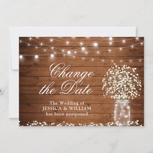 Invitation Changez la Date Lumières de Guirlande de Baby's Br (Devant)