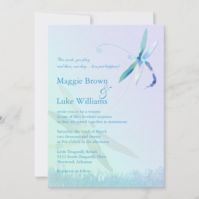 Invitation Chanson de dragonfly Mariage bleu lunaire (Devant)