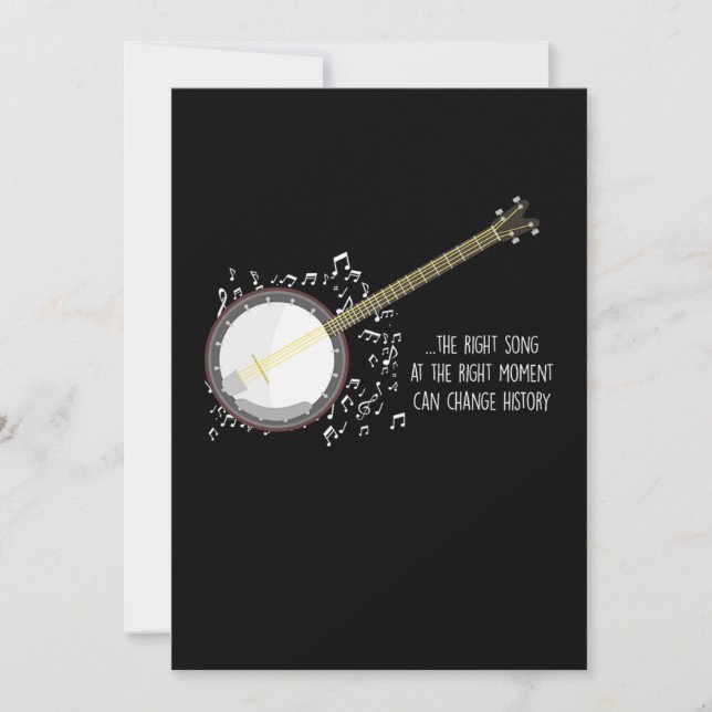 Invitation Chanson Droite Moment Droit Banjo Musique Cadeau A (Devant)
